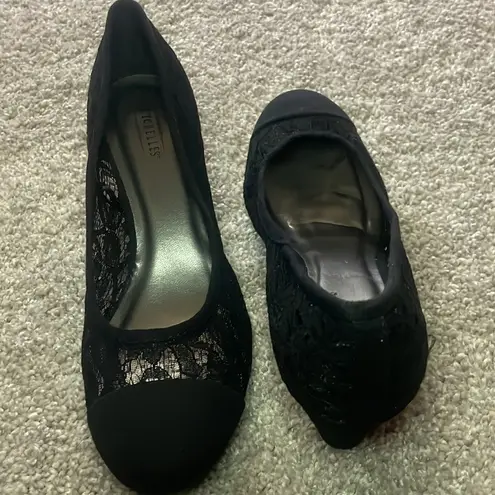 Seychelles black lace ballet wedge size 9.5