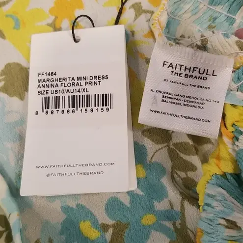 Faithfull the Brand 💕💕 Margherita Shirred Crepe Mini Dress Annina Floral 10 NWT