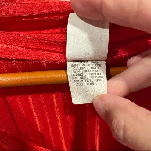 Vintage 70’s red silky semi sheer stripe sailor tie collar flowy blouse Size XXL