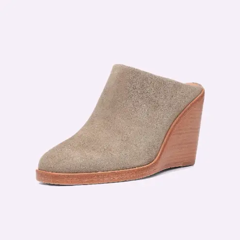 Joie  Suede Stacked Wooden Wedge Slip On Breana Khaki Mule Booties - $298 NWT - Image 3