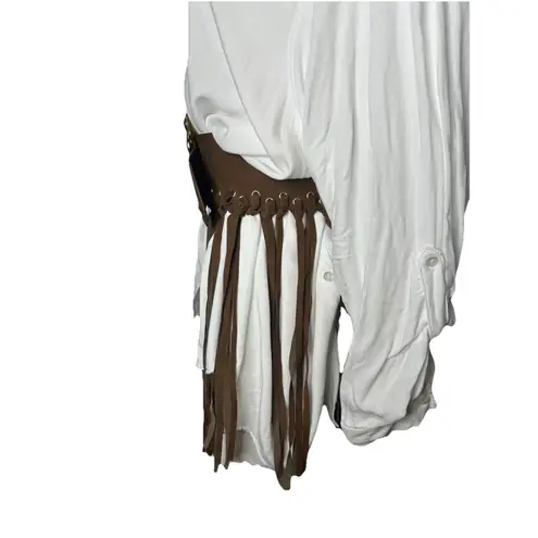 Born to Roam Fringe Leather Belt Women’s Large Gold Buckle Brown Western Fashion