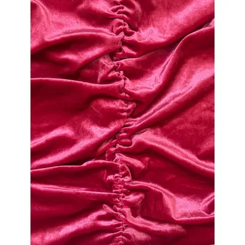 Rebdolls Fuchsia Velvet Ruched Mini Bodycon Skirt Sz 1X