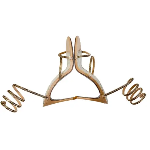 RENE CAOVILLA pink Cleo thin heeled sandals NEW Silver Size 9