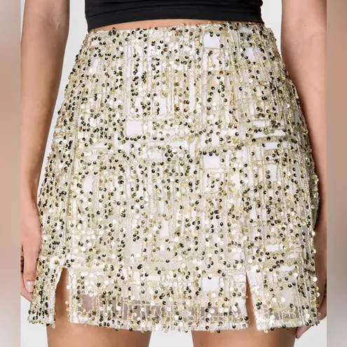 Nasty Gal  NWT Gold Check Sequin Mini Skirt Split Holiday Party