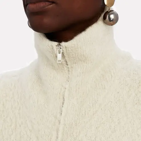 Isabel Marant Knit Amina Mohair-Blend Zip-Up Sweater in Cream/Gray XS(?) *FLAW*