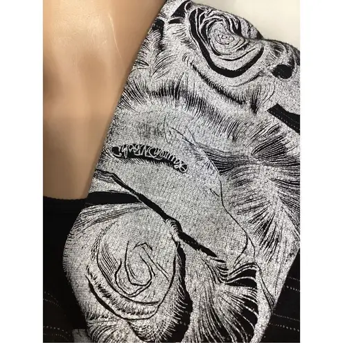 Lauren Moshi New. black floral stripe scarf. Retails $169