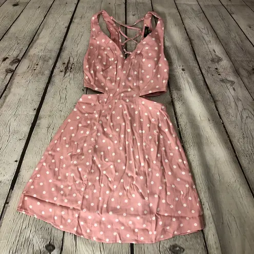 Size XS AFRM Rayanna Polka Dot Dress Misty Rose Pink