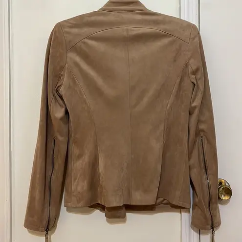 Adrienne Vittadini Tan Faux Suede Moto Jacket