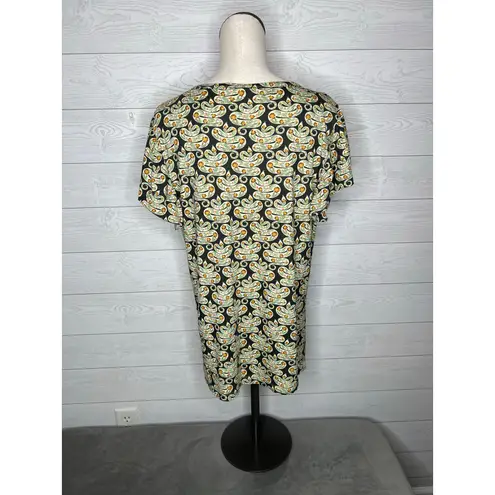 Kate Quinn floral snake retro flutter tunic top Women's size XXL Green