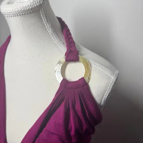 Sky Top Women M Purple Magenta Cowl Neck Halter Y2K Going Out Top Vintage Club Size M
