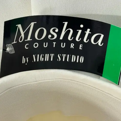 Moshita Couture by Night Studio White & Black Lace Embellished Church Dress Hat