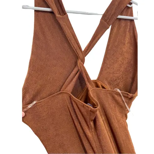 Wild Fable  XL NWT shimmer fitted rust colored twist back mini dress stretchy - Image 2