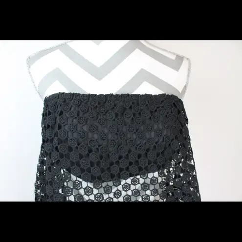 Buffalo David Bitton 🔴 Black Strapless Lace Crop Top M NWOT Boho Festival Tube