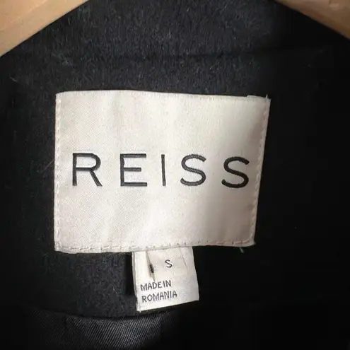 Reiss Laurent Women’s Wool Cashmere Black Gray Colorblock Pea Coat Size Small
