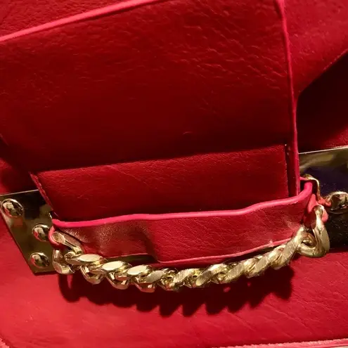 JustFab  Red Purse with Gold Chain Detail