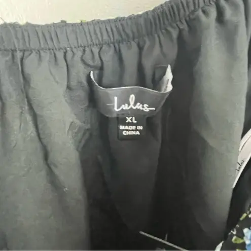 Lulus  Way Too Darling Black Floral Spaghetti Straps Lined V-Neck Maxi Dress XL