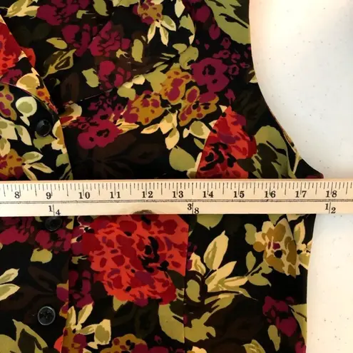 Julian Taylor Womens Shirt Dress Black Red Floral Midi Sleeveless Buttons 8
