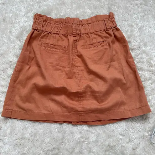 Life in Progress Small Orange Khaki Mini Skirt Ruched Waist