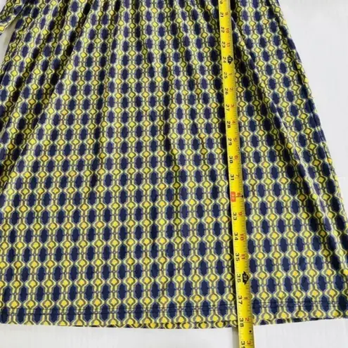 Ellie Kai Sz S Purple Yellow V Neck Midi Dress Geo Print Soft Stretch A Line