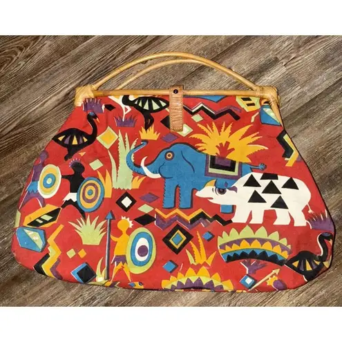 Sun N Sand Vintage Large Doctors Cotton Rhino Handbag Tribal Buckle Bag