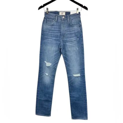 7 For All Mankind  Easy Slim Women's Painted Flower Medium Wash Jeans Size 24 NWT