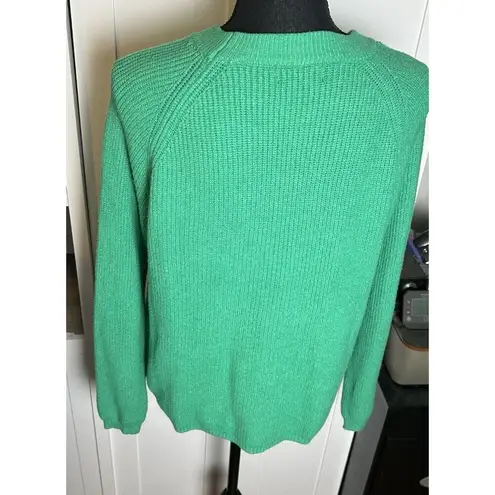 Tahari Womens Green Crew Neck Long Sleeve Sweater Knit Size XL RUNS SMALL Medium