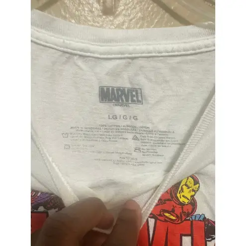 Marvel Comics T-Shirt White Graphic Print Superhero Comic Book Large