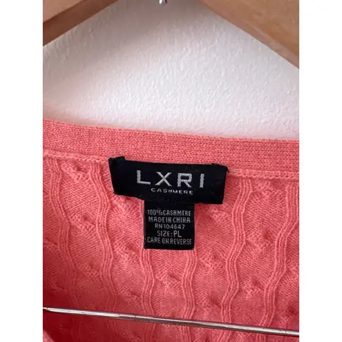 LXRI Cashmere Coral Cable Knit V Neck Sweater Long Sleeve Women's PL Pink Size undefined