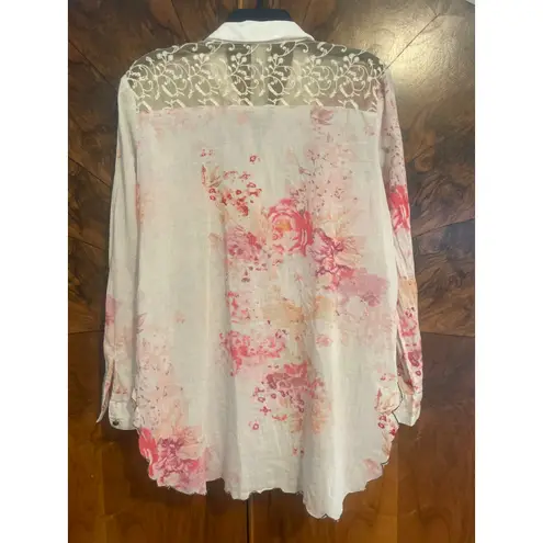 ARATTA Silent Journey Thought of You Shirt Floral FEMININE Top Blouse S Small Pink