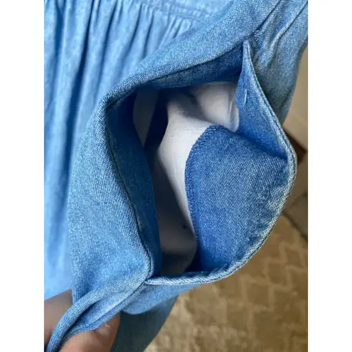 Vintage Boundary Waters Denim Dress Midi Button Front Pockets L Cottagecore 90s Blue Size L