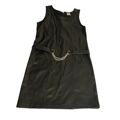 None Y2K Faux Leather Chain Detail Mini Dress Black Size 16