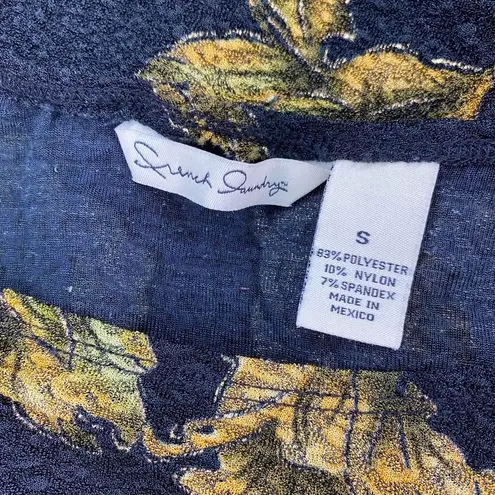 French Laundry Vintage Y2K Black & Yellow Gold Floral Printed Shirt