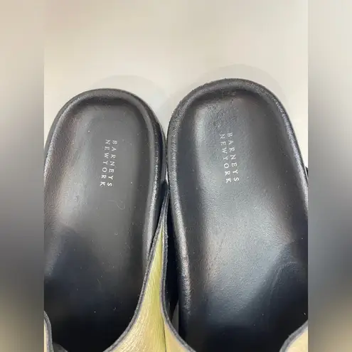 barney's new york Crisscross-Strap Metallic Leather Slide Sandals Size 8.5