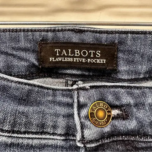 Talbots  flawless five pocket straight denim jeans sz 12 ankle rollup frayed hem