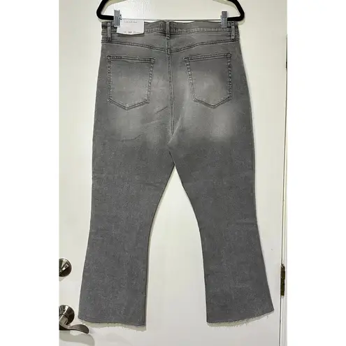 Loft  The High Waist Kick Crop Gray Jeans Frayed Hem Plus Size 14 32 New w/ Tags