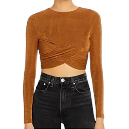 Significant Other Women’s Size 4 Shimmery Gold Crossover Waist Texas Cropped Top