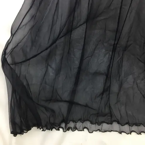 Black Lace & Nylon Sheer Long Sleep Dress & Robe Set L Size L