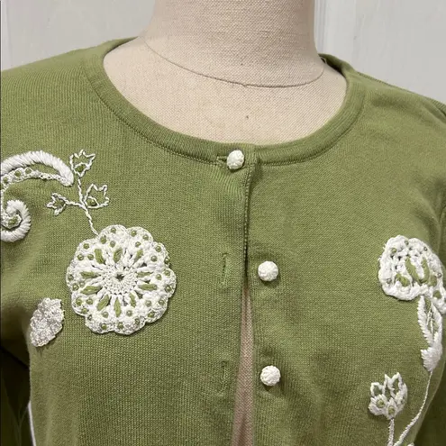 Christopher & Banks Green Embroidered Cardigan – Size Large