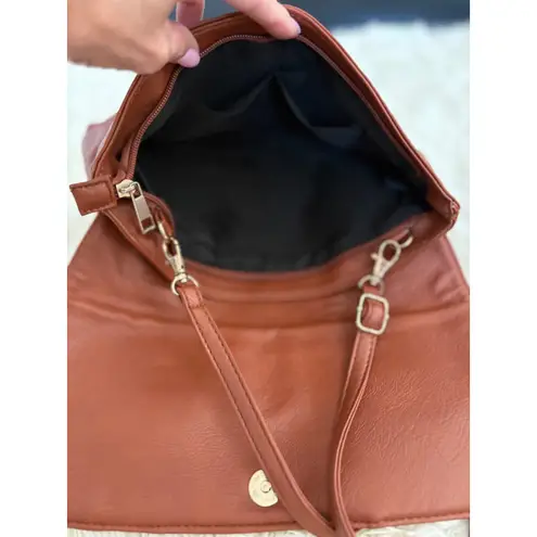 Studded Bow Clutch Shoulder Bag Brown Purse Convertible Handbag Evening Bag