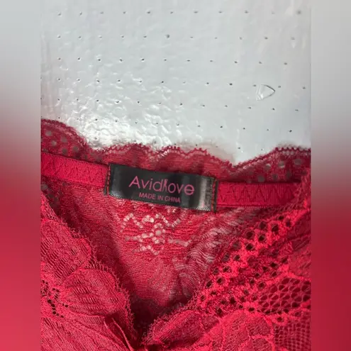 Avid Love L Babydoll Chemise with Lace Trim Neglige Lingerie Red Size L