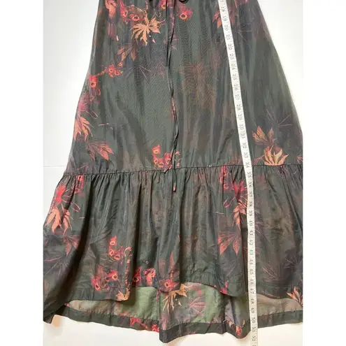 ALLSAINTS Rosi Nila Dark Khaki Green Tiered V-neck Midi Dress Sz 0