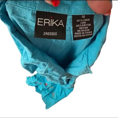 Vintage‎ Erika Dresses Linen Blend Dress Blue Size 16