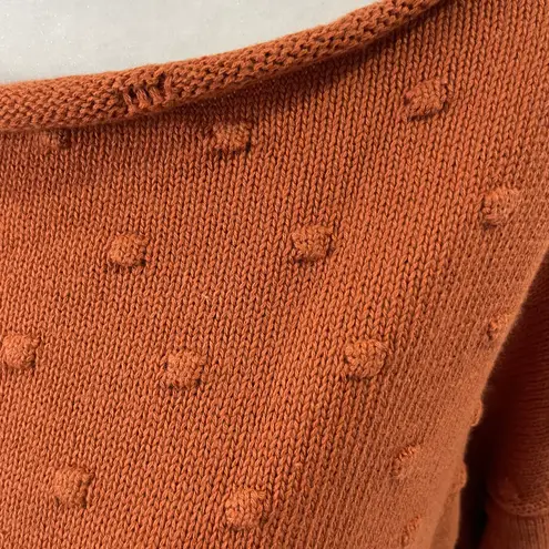 Callahan New Polka Dot Knit Off The Shoulder Sweater Burnt Orange Size Small