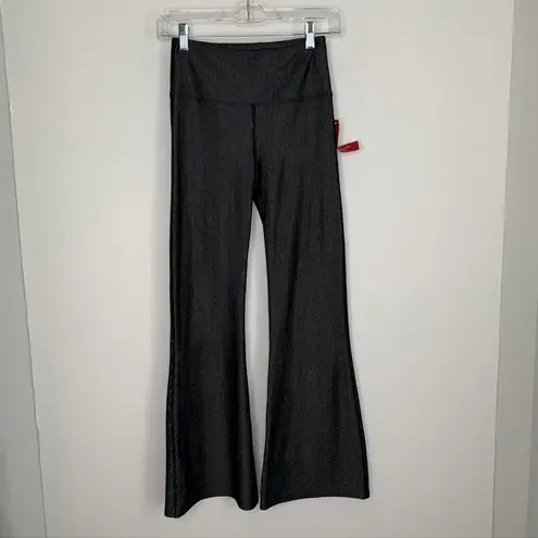 Carbon38 Black Striped Metallic Flared Shimmer Pants Size Medium New