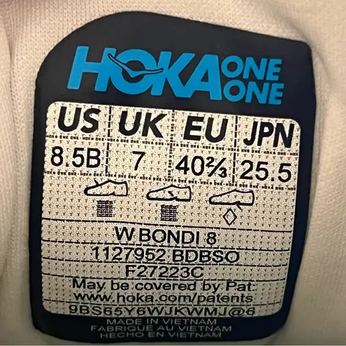 Hoka Hoke Bondi 8 White Green Athletic Running Shoes Sneakers Women’s Size 8.5