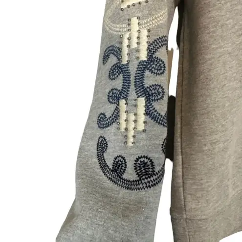 Max jeans Gray Embroidered Long Sleeve Casual Pullover Sweatshirt Women Sz S