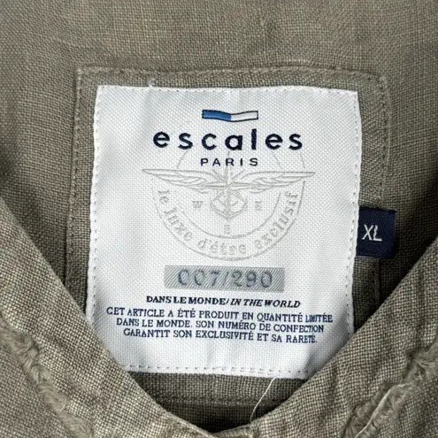 Escales Paris Jacket Womens XL Gray Linen Lightweight Utility Bohemian Preppy