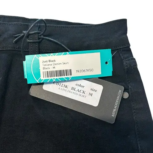 Just Black Size M Tatiana A-Line Denim Mini Skirt Black Frayed Stitch Fix NWT