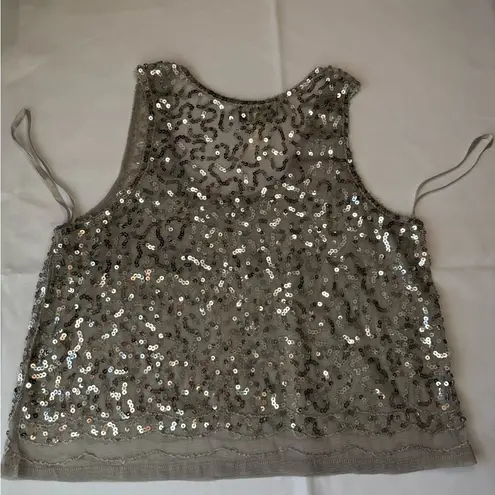Deb Gray Sequin Crop Tank Top Size L