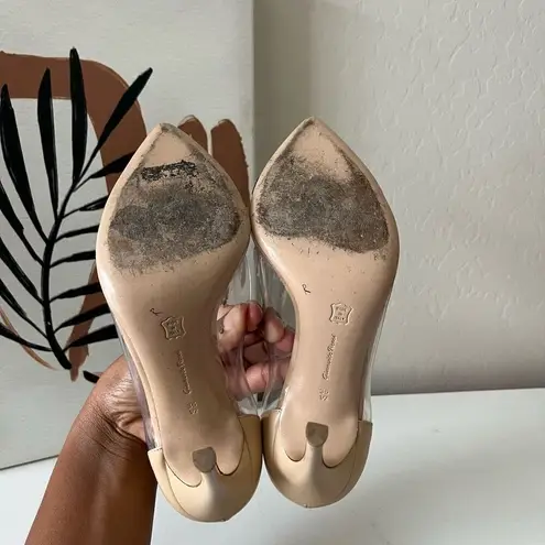 Gianvito Rossi Plexi 105 Black Nude Leather Stiletto Heel PVC Pumps Size 36.5